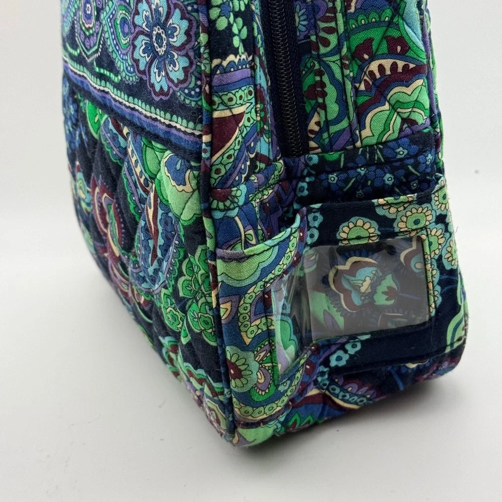 Vera Bradley Blue Green Paisley Quilted Lunch Bag Tote Zip Closure Floral